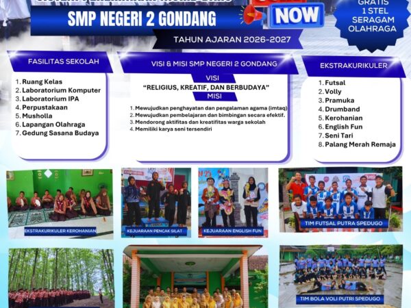 SPMB SMP Negeri 2 Gondang Tahun Pelajaran 2026/2027